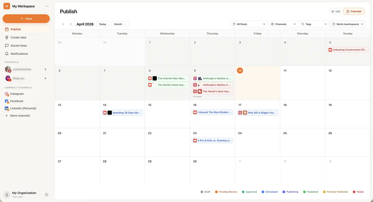 Social Connect calendar preview