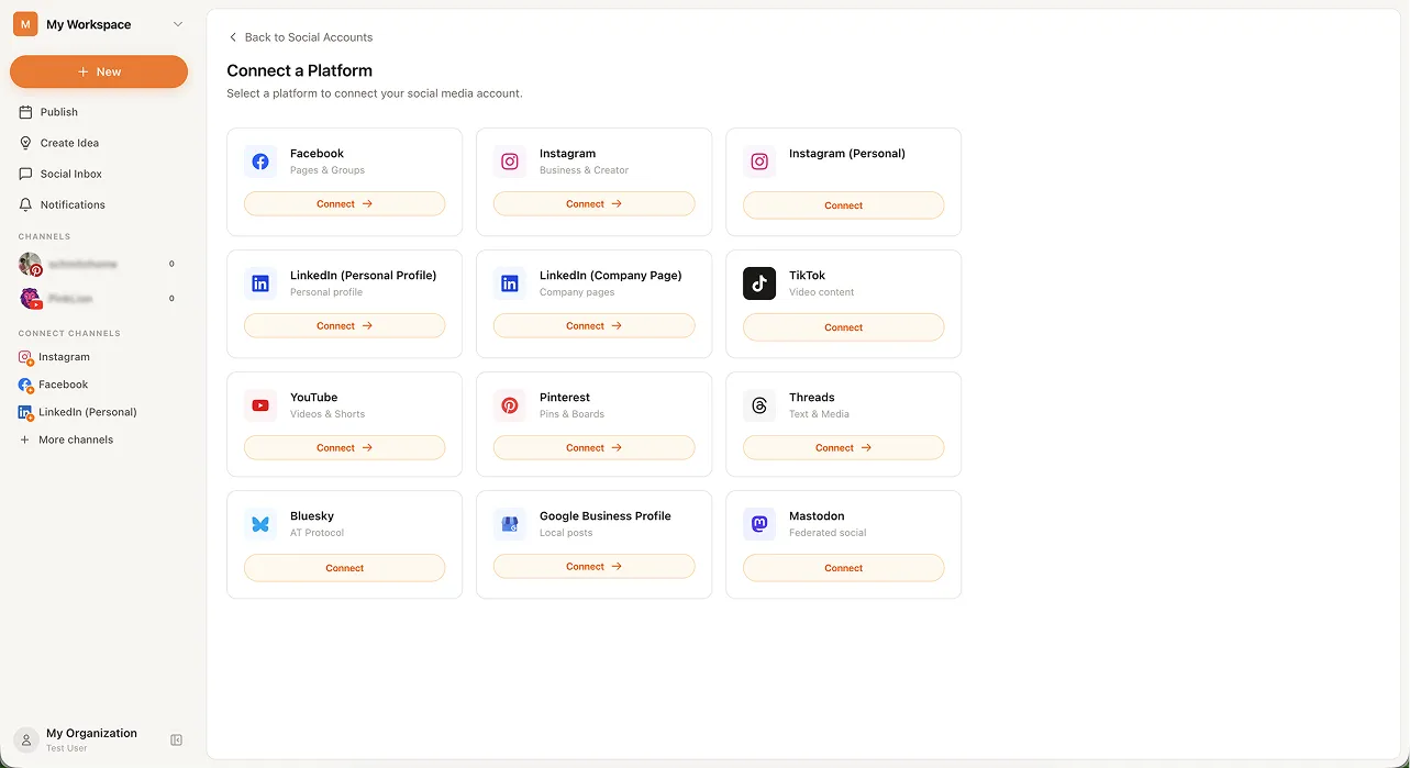 Connect channels, manage media, and monitor the inbox. preview