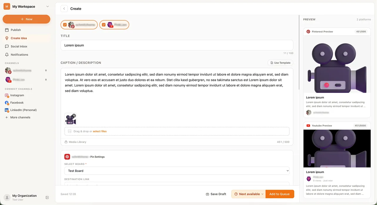 Create once preview
